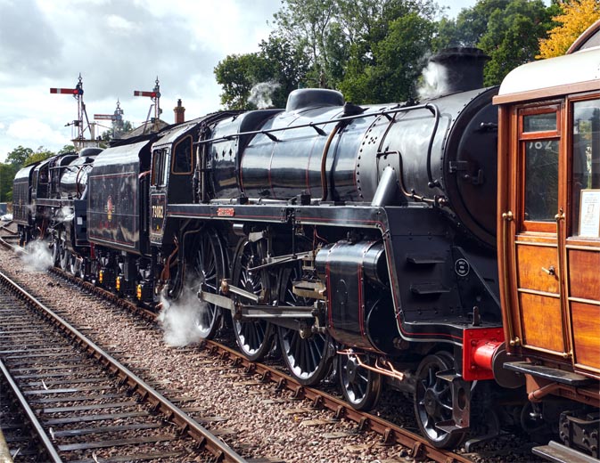 73156 and 76017 in Horsted  Keynes station