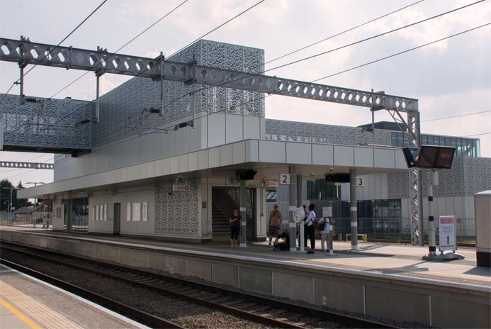buildings at Cambridge North from platform 1
