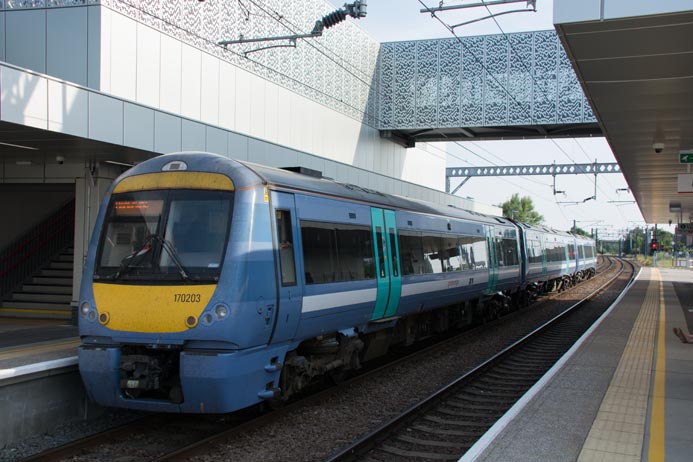 'Greater Anglia' class 170203 from Norwich to Cambridge 