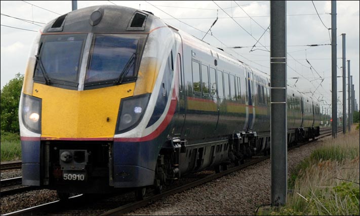 Hull Trains Class 180 with 50910 at Conington on 20th May 2009 