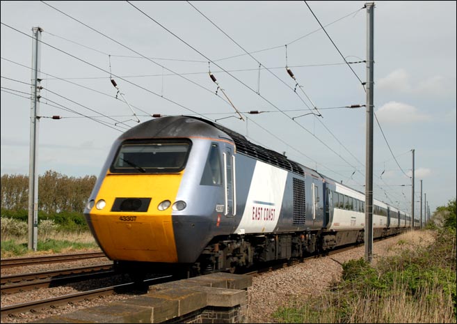 East Coast High Speed Train (HST) 43307 at Conington 