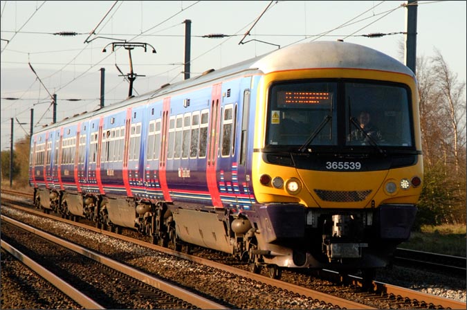 First Capital Connect 365539 down train at Conington on the 12th  of  April 2008  