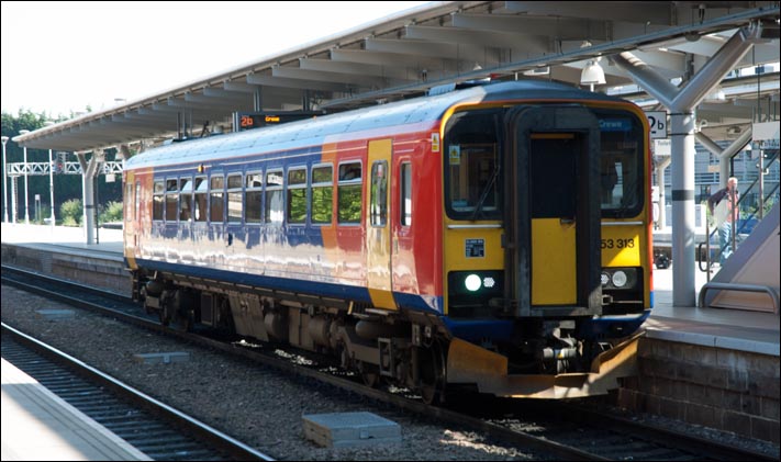  A very clean East Midland Trains class 153 313 in new Derby station