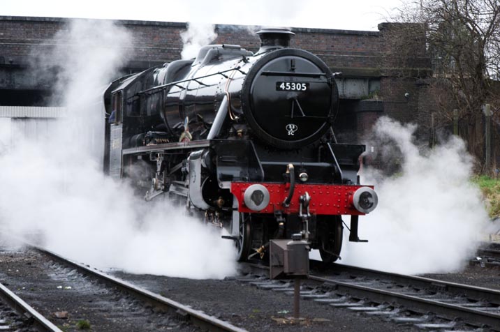 4-6-0 45305 comes of shed