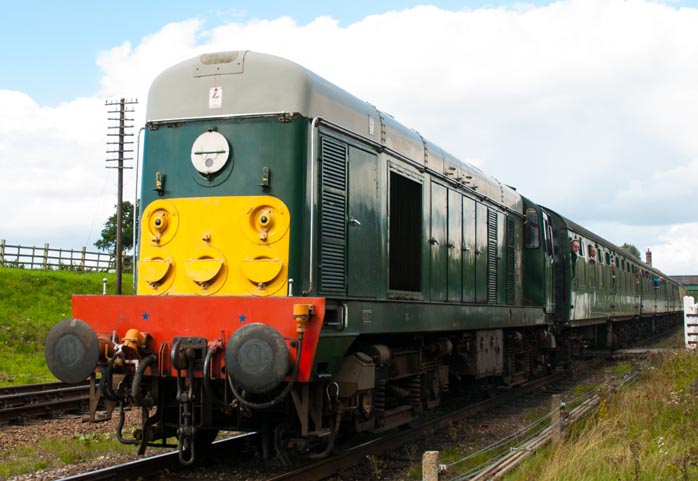 Class 20 in in British Railways green with small yellow warning panel as D5098 Class 20 in in British Railways green with small yellow warning panel as D5098