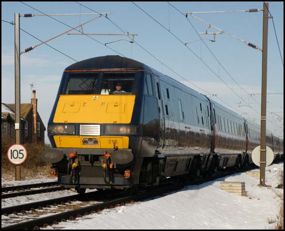 National Express East Coast up train at Holme level crossing in 2009