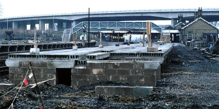 Huntingdon up platform and the bay, being rebuilt