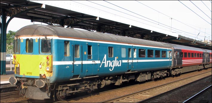 This Driving Van Trailer (DVT) was still in Anglia trains colours at Ipswich station in 2005 