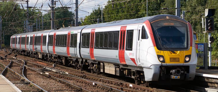 Greater Anglia train to London Liverpool Street station coming into Ipswich station 