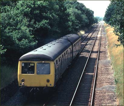 Cravens DMU near ketton in BR days heading for Stamford. Cravans DMU at Ketton