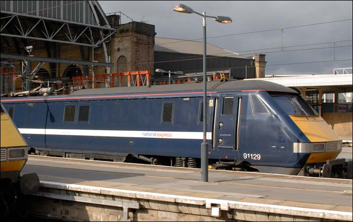 NXEC class 91129 at Kings Cross 