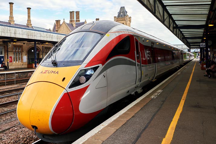 LNER Azuma for London Kings Cross in platform 4a at Lincoln station 