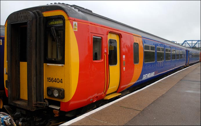 East Midland Trains 156404 in Lincoln station on 21/6/2008 