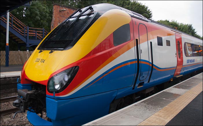 East Midlands class 222 104 at Melton Mowbray
