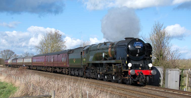 4-6-2 35018 British India Line at Langham with the The Nigel Dobbing Memorial Train