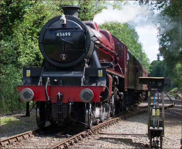 The 45699 Galatea had just run round its train and was taking back into Wymodham's platform
