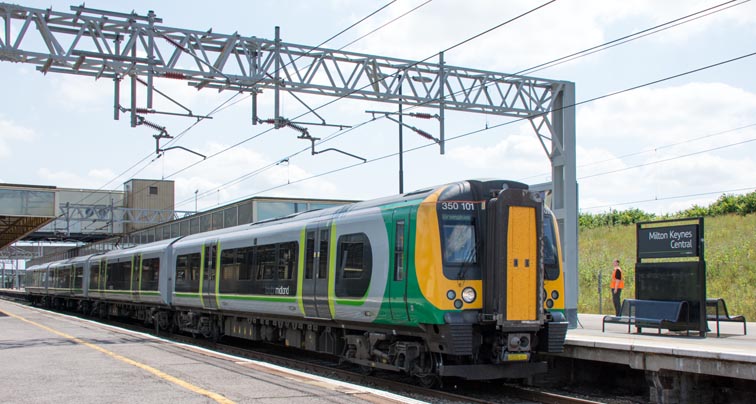 London Midland class 350 101 at Milton Kynes 