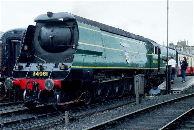 34081 at Wansford NVR station in 2002 34081 at Wansford NVR station in 2002