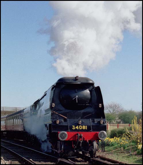 Battle of Britain 2-6-4 34081 at Orton Mere in 2000 Battle of Britain 2-6-4 34081 at Orton Mere in 2000