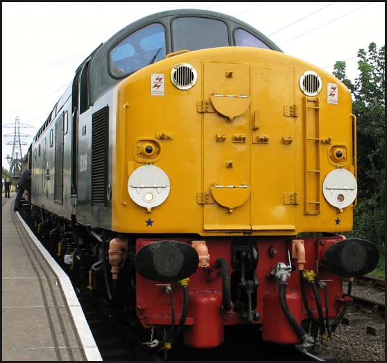 "Atlantic Conveyor" waits with a train to Wansford at the Peterborough NVR station "Atlantic Conveyor" waits with a train to Wansford at the Peterborough NVR station