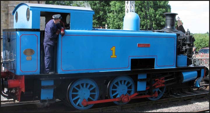 Blue tank at Nene Valleys Wansford railway station now named Thomas The Tank Engine