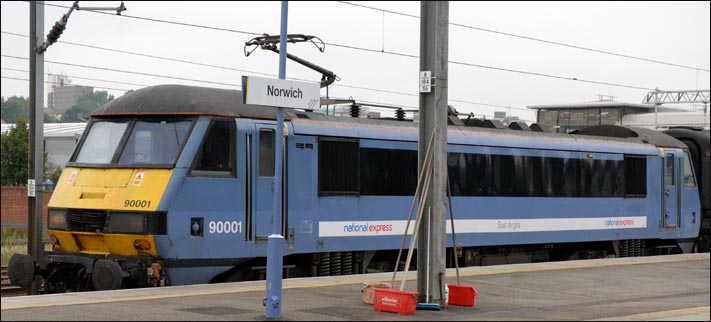 National Express East Anglia class 9001 Colchester Castle at Norwich station 