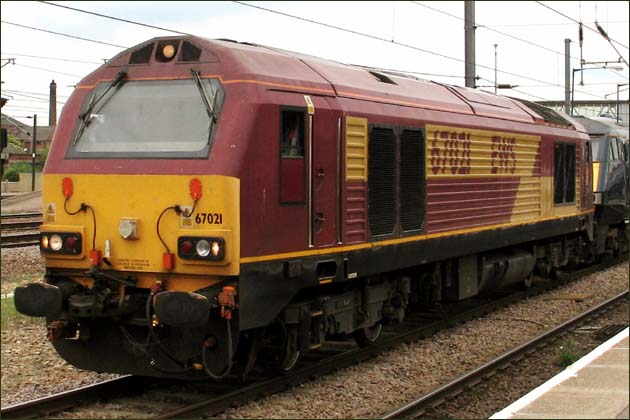 EWS class 67021 with a failed GNER train 