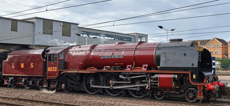 Duchess of Sutherland no.6233 at Peterborough station on Saturday 12th of Febuary 2022.