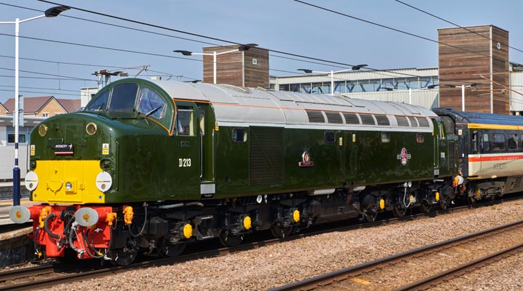 D213 in Platform 4 at Peterborough station on 16th of April  in 2022