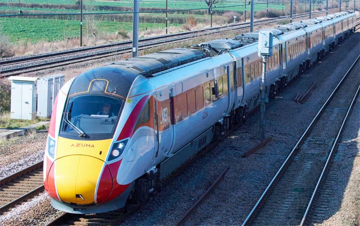 Up LNER Azuma at Hurn road  