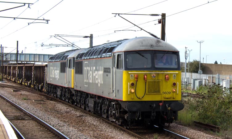 Two class 56s into platform 1 at Peterborough 29th August 2019