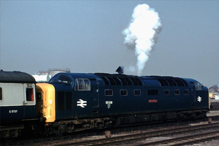 Class 55018 in platform 4 at Peterborough Class 55018 in platform 4 at Peterborough