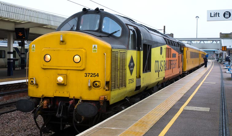 Colas Rail Freight class 37254 on a Network Rail test train 