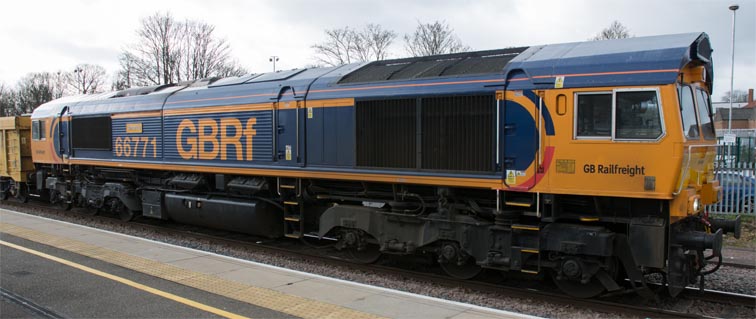 GBRf class 66771 in the goods avoiding line 