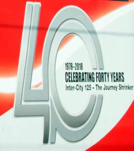 Close up of 40  years of the HST logo 