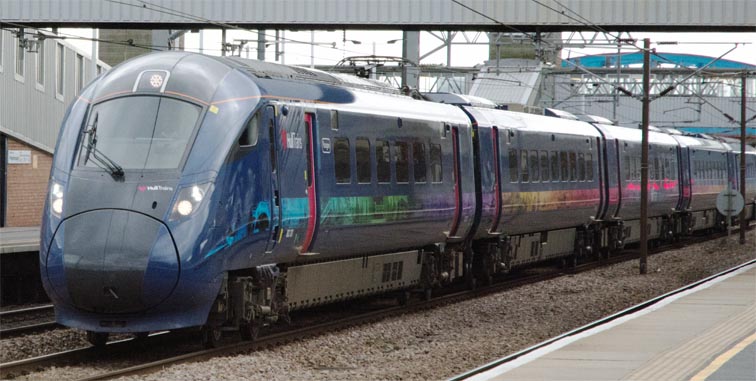 Hull Trains class 802 Paragon on the down fast at Peterborough station