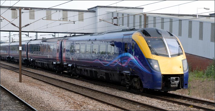A very clean Hull trains class 180 50913 on 26th June 2010 on the up fast at Peterborough Hull trains class 180 50913 on 26th June 2010