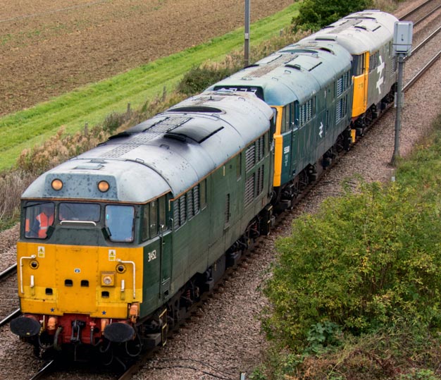 Three class 31s on the Stamford line at Werrington 