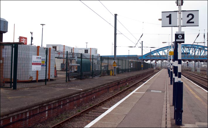 The bay platform 1, now removed, from the station building on platform 2 The bay platform 1 from the station building on platform 2