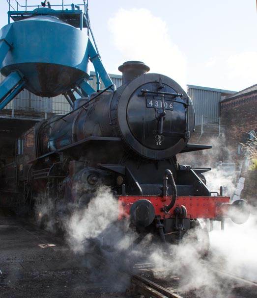 43106 coming out of the Barrow Hill Roundhouse 