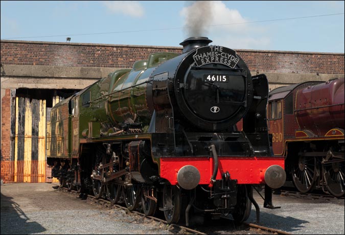 SCOTS GUARDSMAN 46115 outside the shed at Carnforth