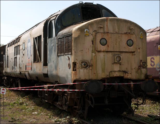 A class 37 with no number on it at Carnforth during the openday in 2008