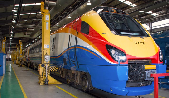 East Midland Trains 222 104 at the Etches Park depot Open Day in 2014.