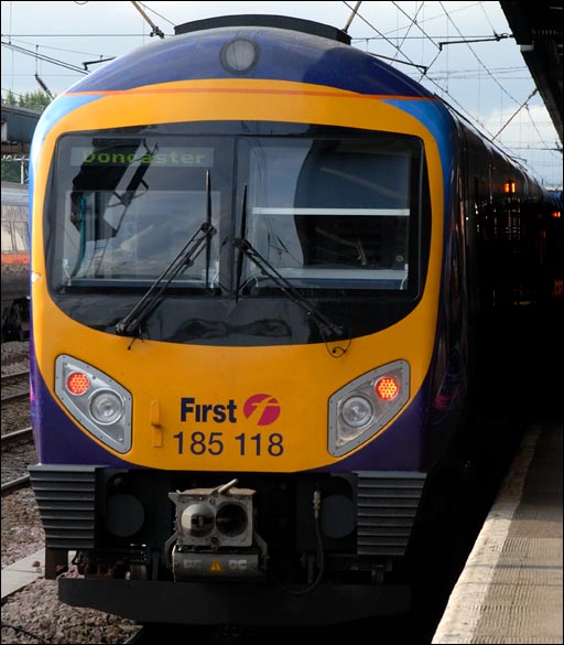 Class 185 118 in Doncaster station 