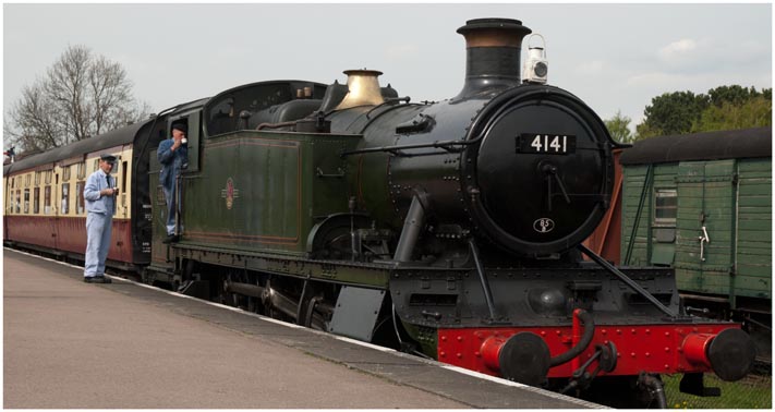 GWR 5101 Class 2-6-2T Locomotive number 4141 at Quorn and Woodhouse 