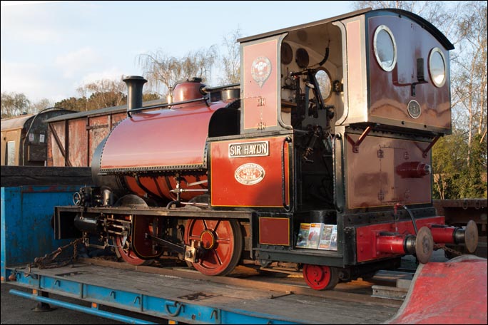 Sir Hayton a 0-4-2 narrow gauge locomotive on display at Quorn and Woodhouse station yard in 2013 