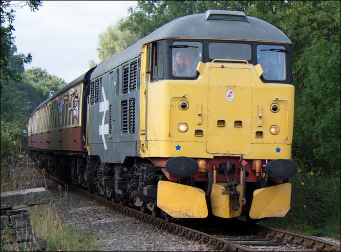 Class 31108 at the Yacht Club crossing at Nene Valley Railway on Friday the 26th September 2014
