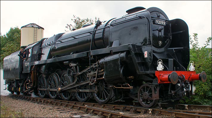 British Railways 9F 2-10-0 92199 at the Peterborough Nene Valley railway station British Railways 9F 2-10-0 92199 at the Peterborough Nene Valley railway station