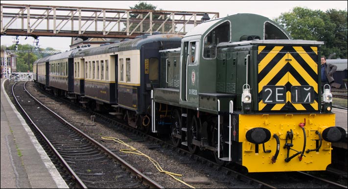 D9520 in Wansford station at Nene Valley Railway on Saturday the 27th September 2014 with a train to Yarwell