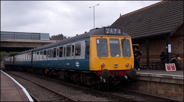 DMU to Wansford at Orton Mere station in October 2007